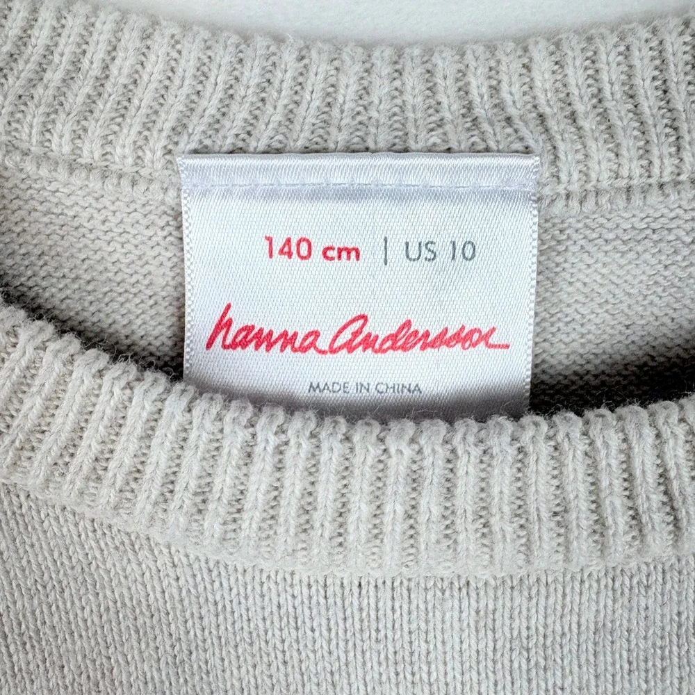 Hanna‎ Andersson Dress Girls 140cm US 10 Cream Floral Ruffle Long Sleeve Cotton